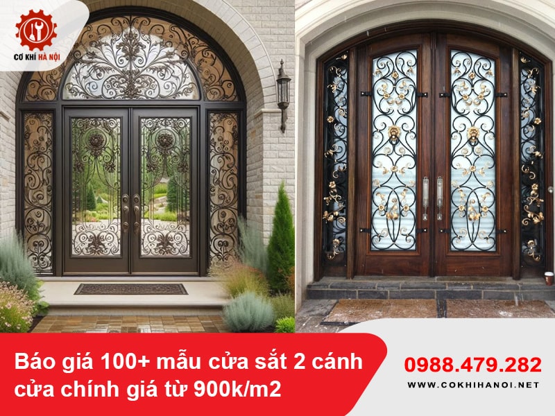 Báo giá 100+ mẫu cửa sắt 2 cánh cửa chính giá từ 900k/m2
