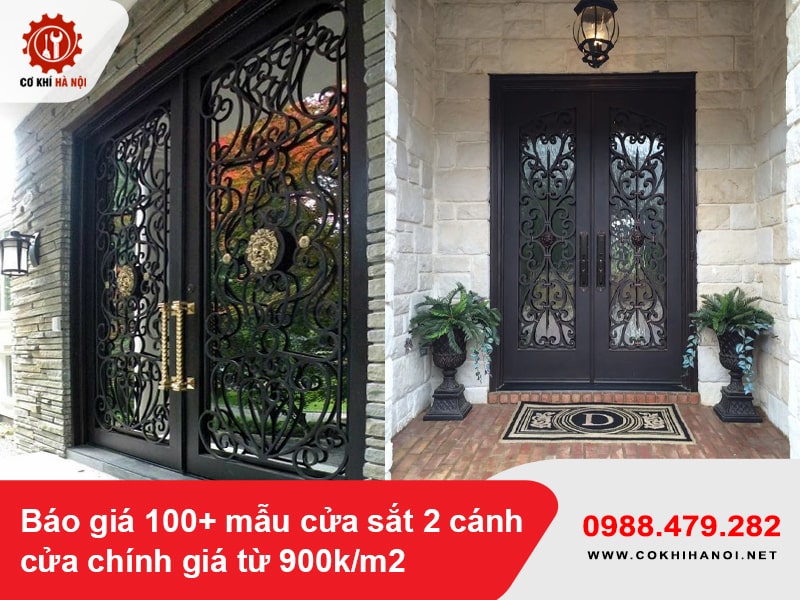 Báo giá 100+ mẫu cửa sắt 2 cánh cửa chính giá từ 900k/m2