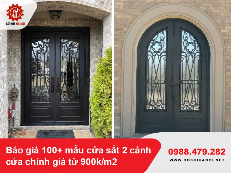 Báo giá 100+ mẫu cửa sắt 2 cánh cửa chính giá từ 900k/m2