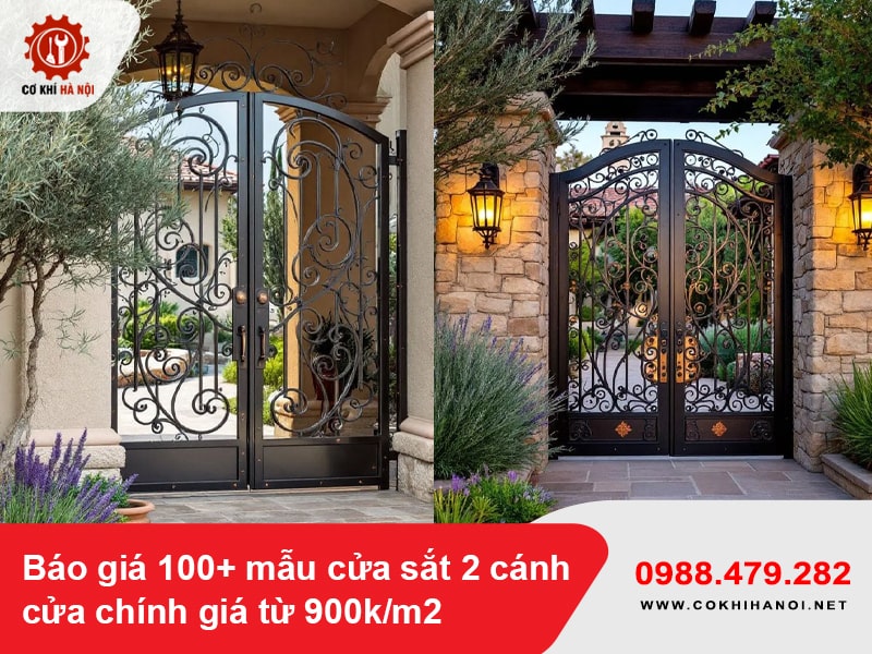 Báo giá 100+ mẫu cửa sắt 2 cánh cửa chính giá từ 900k/m2