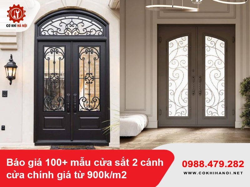 Báo giá 100+ mẫu cửa sắt 2 cánh cửa chính giá từ 900k/m2