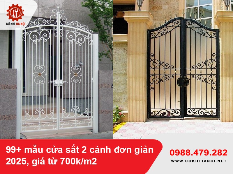 99+ mẫu cửa sắt 2 cánh đơn giản 2025, giá từ 700k/m2