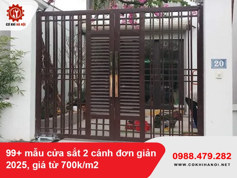 99+ mẫu cửa sắt 2 cánh đơn giản 2025, giá từ 700k/m2