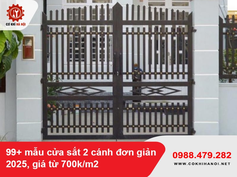 99+ mẫu cửa sắt 2 cánh đơn giản 2025, giá từ 700k/m2