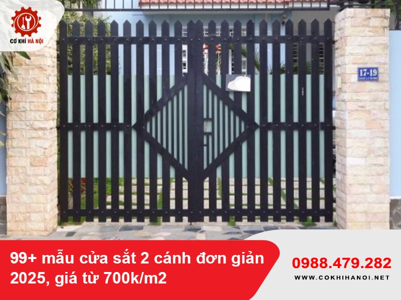 99+ mẫu cửa sắt 2 cánh đơn giản 2025, giá từ 700k/m2