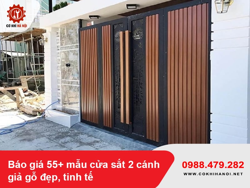 Báo giá 55+ mẫu cửa sắt 2 cánh giả gỗ đẹp, tinh tế 2025