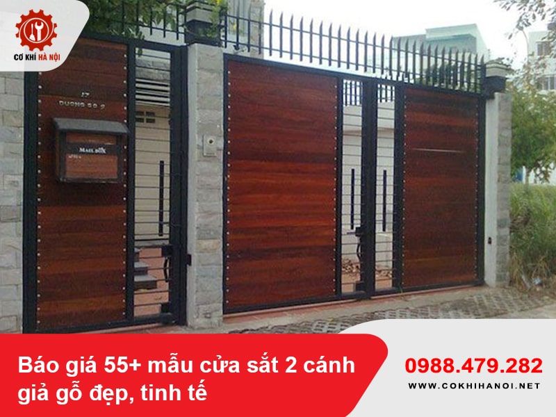 Báo giá 55+ mẫu cửa sắt 2 cánh giả gỗ đẹp, tinh tế 2025