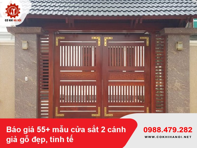 Báo giá 55+ mẫu cửa sắt 2 cánh giả gỗ đẹp, tinh tế 2025