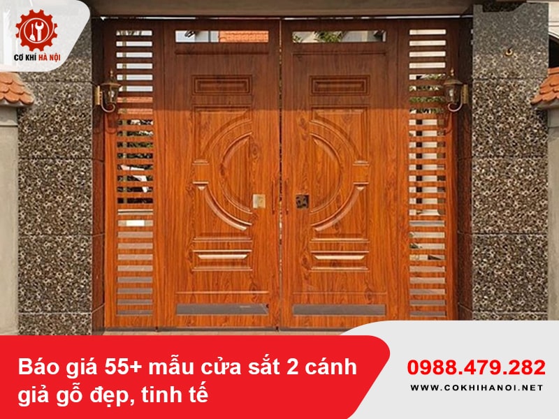 Báo giá 55+ mẫu cửa sắt 2 cánh giả gỗ đẹp, tinh tế 2025