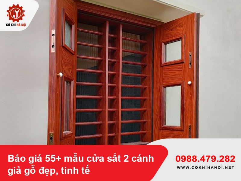Báo giá 55+ mẫu cửa sắt 2 cánh giả gỗ đẹp, tinh tế 2025