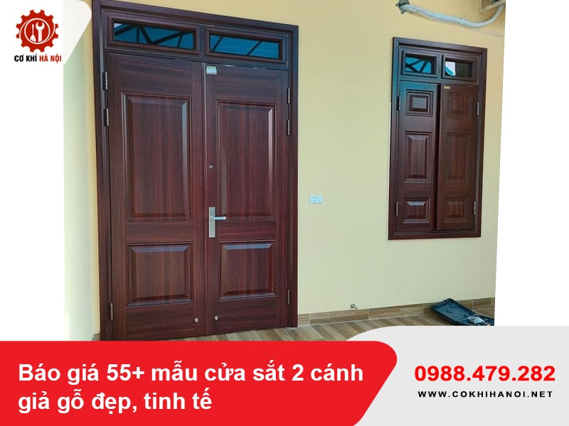 Báo giá 55+ mẫu cửa sắt 2 cánh giả gỗ đẹp, tinh tế 2025