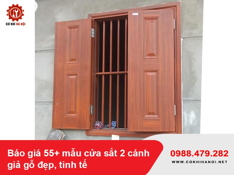 Báo giá 55+ mẫu cửa sắt 2 cánh giả gỗ đẹp, tinh tế 2025