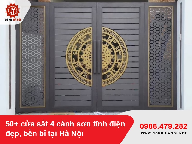 50+ cửa sắt 4 cánh sơn tĩnh điện đẹp, bền bỉ tại Hà Nội