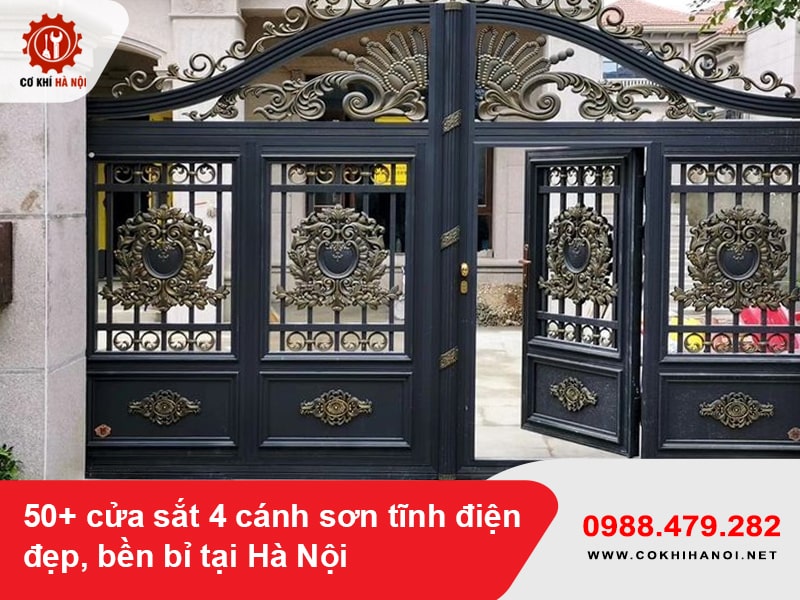 50+ cửa sắt 4 cánh sơn tĩnh điện đẹp, bền bỉ tại Hà Nội