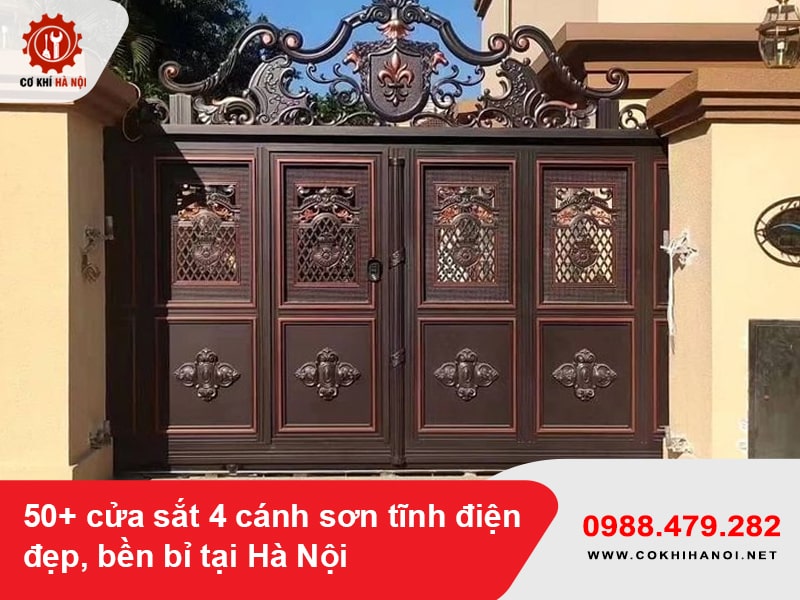 50+ cửa sắt 4 cánh sơn tĩnh điện đẹp, bền bỉ tại Hà Nội