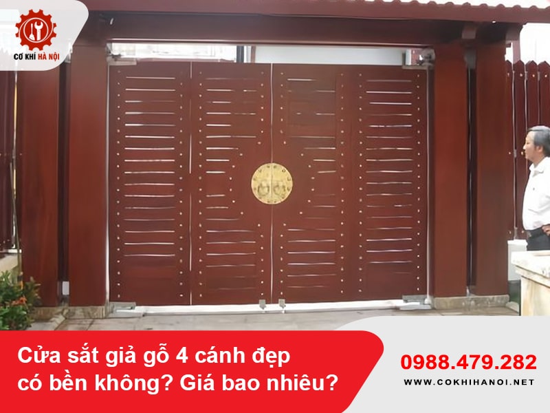 Cửa sắt giả gỗ 4 cánh đẹp có bền không? Giá bao nhiêu?