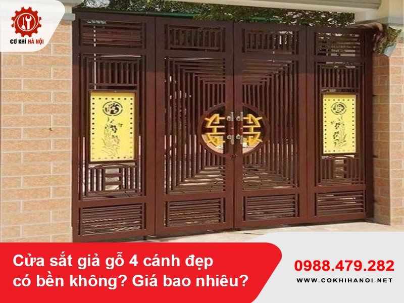 Cửa sắt giả gỗ 4 cánh đẹp có bền không? Giá bao nhiêu?