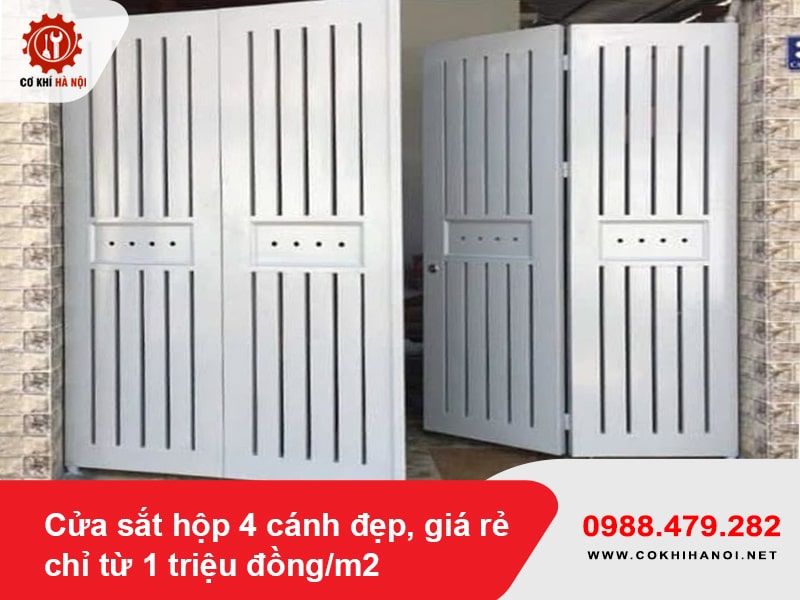 Cửa sắt hộp 4 cánh đẹp, giá rẻ chỉ từ 1 triệu đồng/m2
