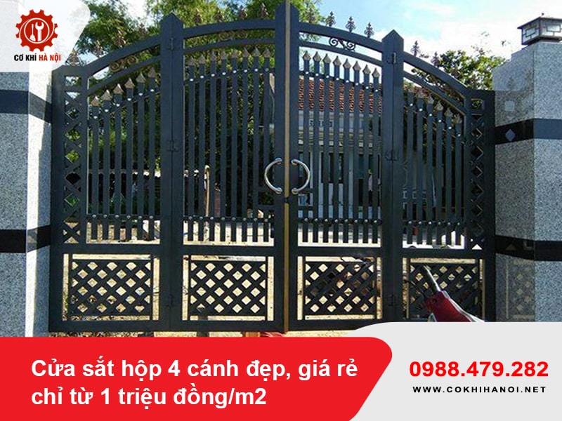 Cửa sắt hộp 4 cánh đẹp, giá rẻ chỉ từ 1 triệu đồng/m2