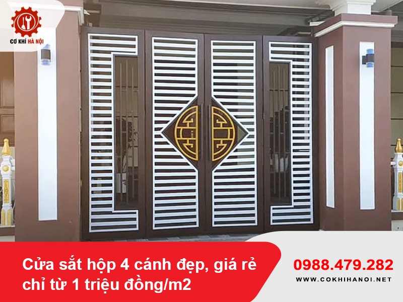 Cửa sắt hộp 4 cánh đẹp, giá rẻ chỉ từ 1 triệu đồng/m2