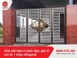 Cửa sắt hộp 4 cánh đẹp, giá rẻ chỉ từ 1 triệu đồng/m2