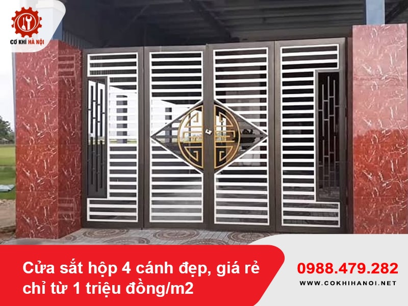 Cửa sắt hộp 4 cánh đẹp, giá rẻ chỉ từ 1 triệu đồng/m2