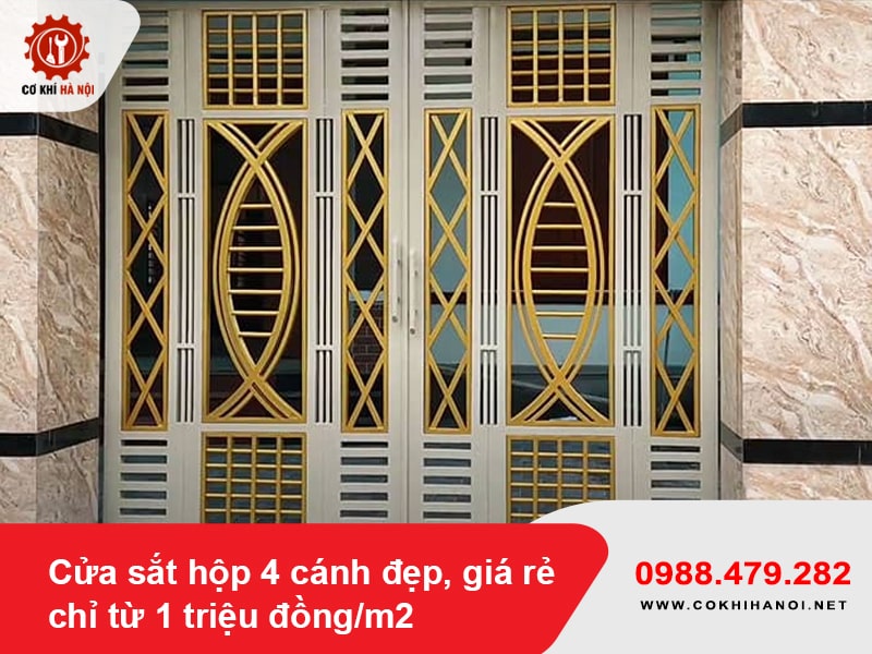 Cửa sắt hộp 4 cánh đẹp, giá rẻ chỉ từ 1 triệu đồng/m2