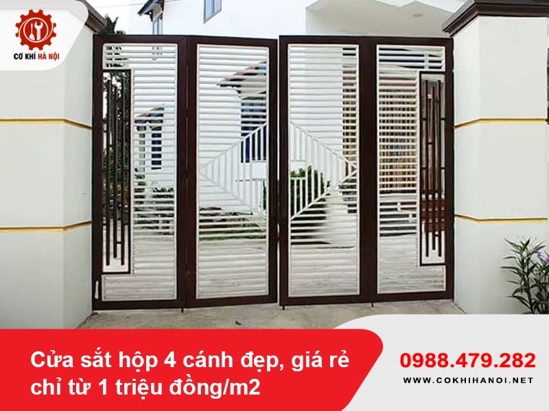 Cửa sắt hộp 4 cánh đẹp, giá rẻ chỉ từ 1 triệu đồng/m2
