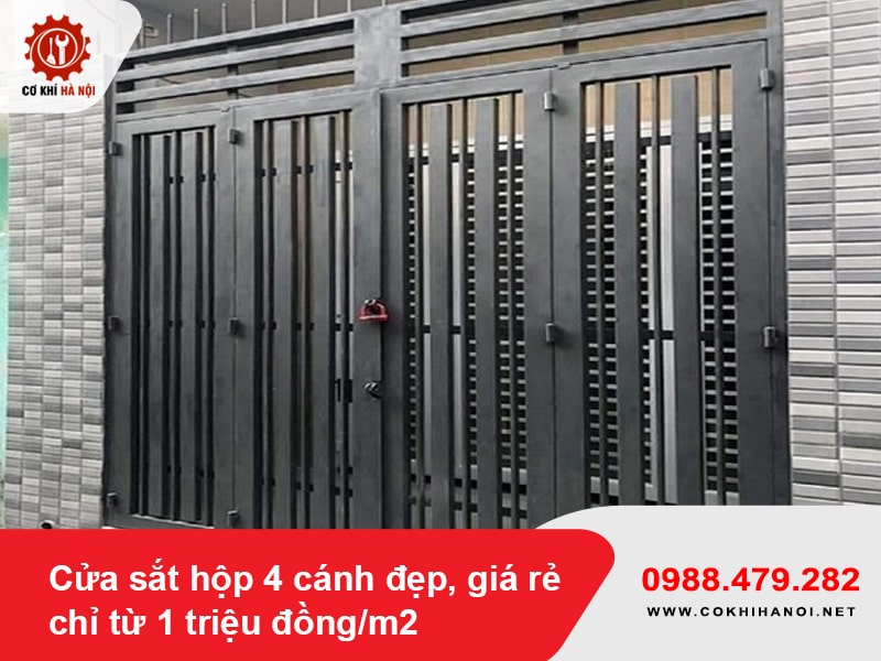 Cửa sắt hộp 4 cánh đẹp, giá rẻ chỉ từ 1 triệu đồng/m2