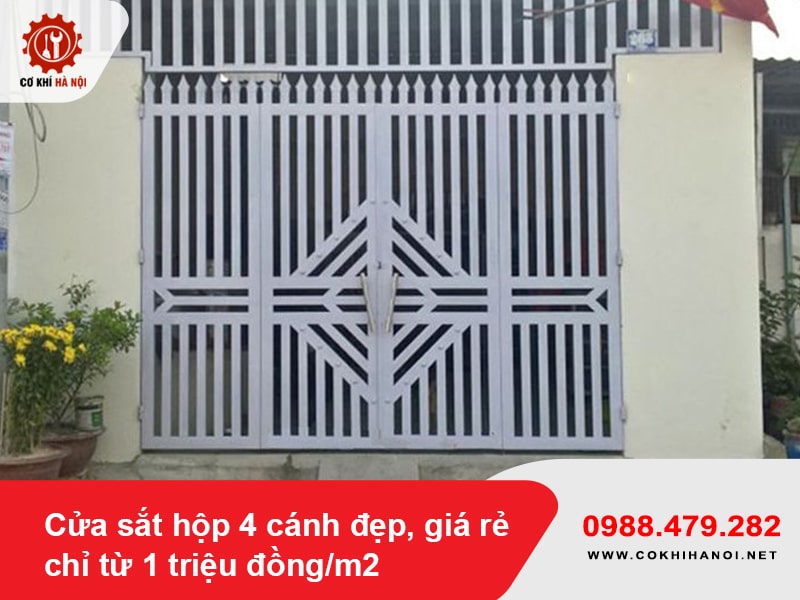 Cửa sắt hộp 4 cánh đẹp, giá rẻ chỉ từ 1 triệu đồng/m2