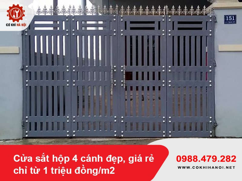 Cửa sắt hộp 4 cánh đẹp, giá rẻ chỉ từ 1 triệu đồng/m2