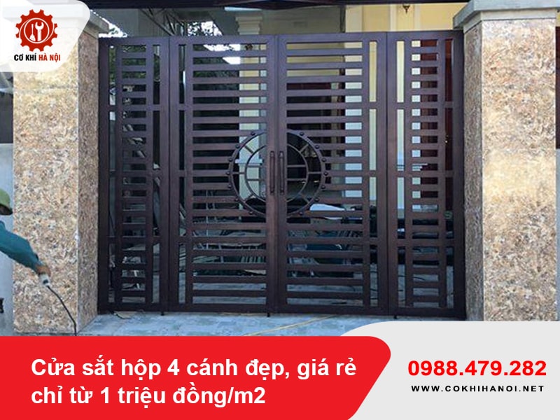 Cửa sắt hộp 4 cánh đẹp, giá rẻ chỉ từ 1 triệu đồng/m2