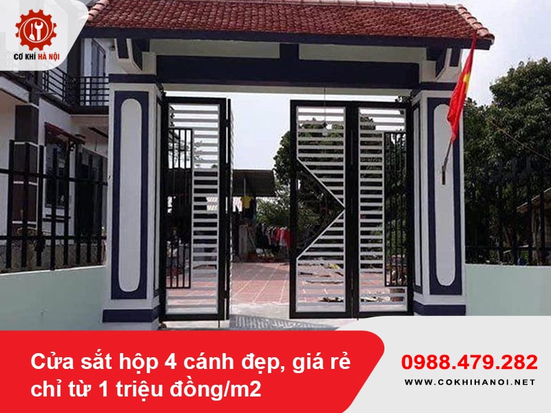 Cửa sắt hộp 4 cánh đẹp, giá rẻ chỉ từ 1 triệu đồng/m2