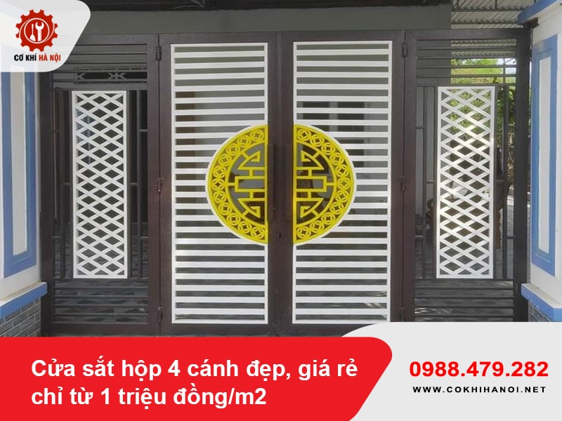 Cửa sắt hộp 4 cánh đẹp, giá rẻ chỉ từ 1 triệu đồng/m2