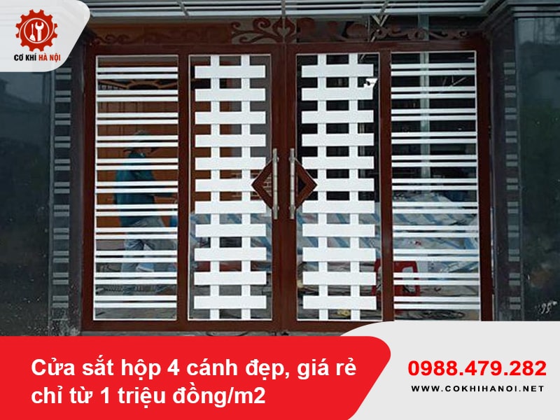 Cửa sắt hộp 4 cánh đẹp, giá rẻ chỉ từ 1 triệu đồng/m2