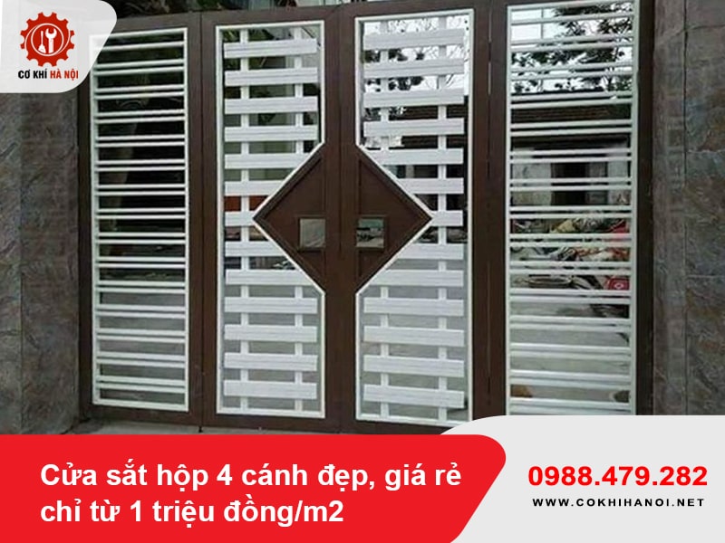 Cửa sắt hộp 4 cánh đẹp, giá rẻ chỉ từ 1 triệu đồng/m2