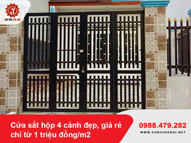 Cửa sắt hộp 4 cánh đẹp, giá rẻ chỉ từ 1 triệu đồng/m2