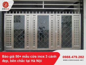 Báo giá 50+ mẫu cửa inox 3 cánh đẹp, bền chắc tại Hà Nội