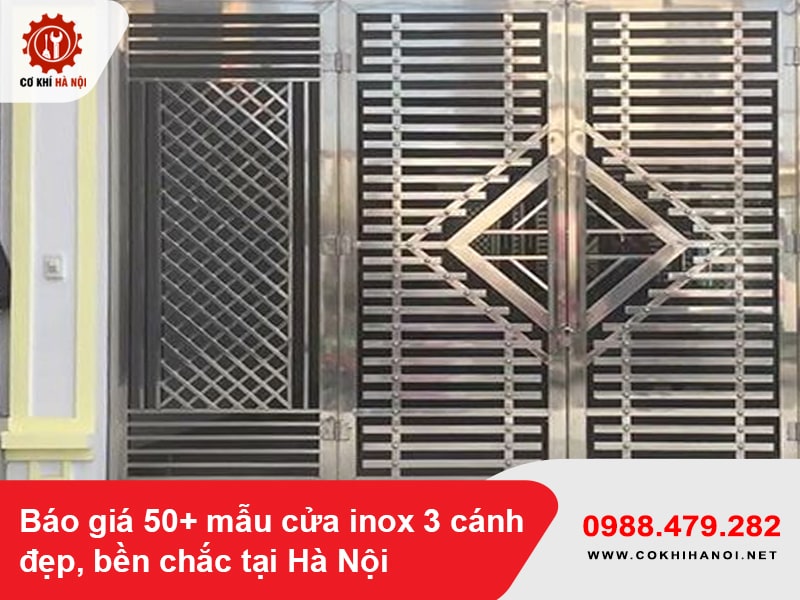 Báo giá 50+ mẫu cửa inox 3 cánh đẹp, bền chắc tại Hà Nội