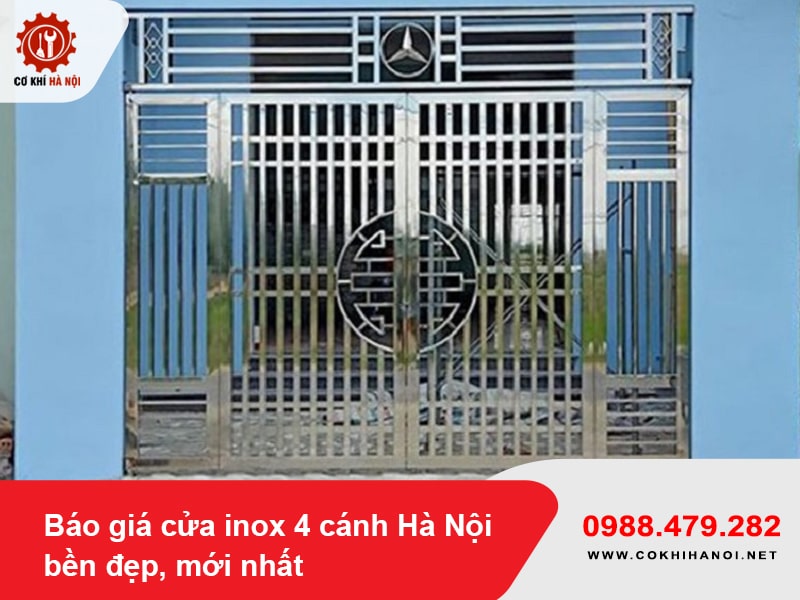 Báo giá cửa inox 4 cánh Hà Nội bền đẹp, mới nhất 2025