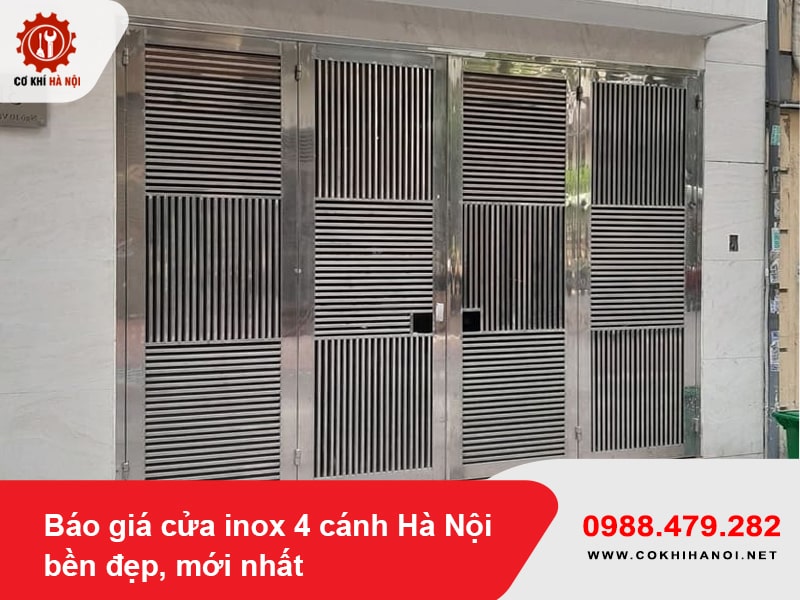 Báo giá cửa inox 4 cánh Hà Nội bền đẹp, mới nhất 2025