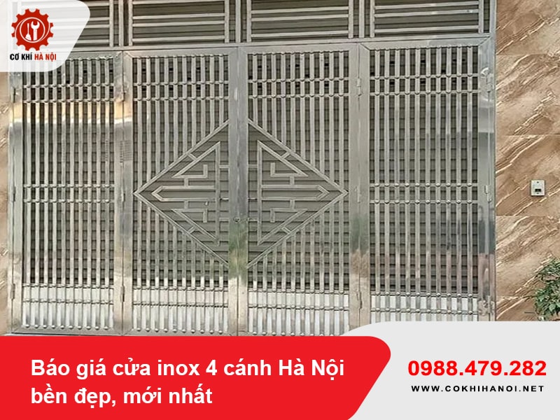 Báo giá cửa inox 4 cánh Hà Nội bền đẹp, mới nhất 2025