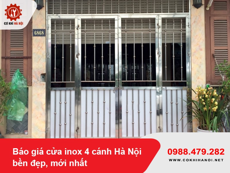 Báo giá cửa inox 4 cánh Hà Nội bền đẹp, mới nhất 2025