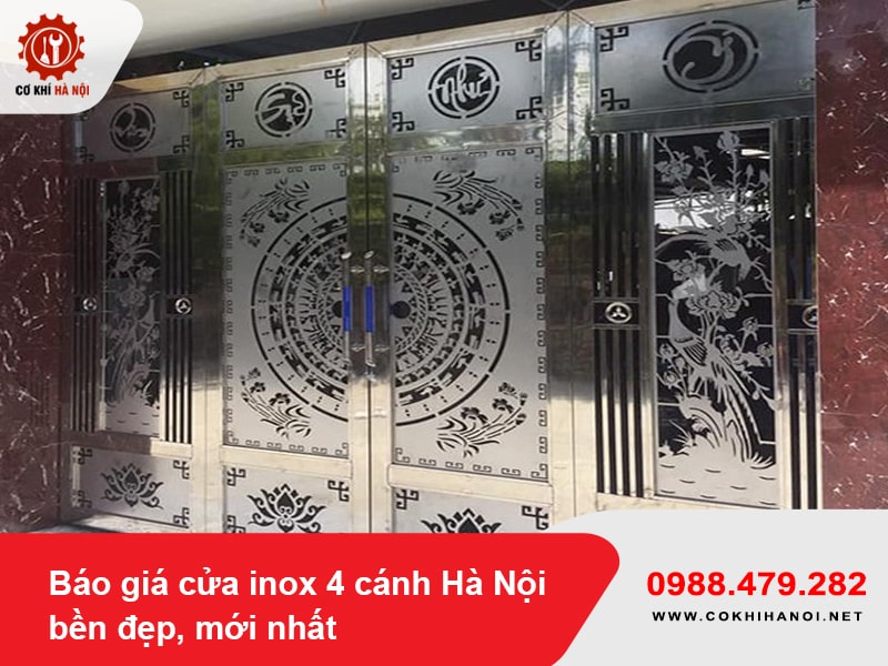 Báo giá cửa inox 4 cánh Hà Nội bền đẹp, mới nhất 2025