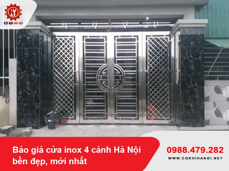 Báo giá cửa inox 4 cánh Hà Nội bền đẹp, mới nhất 2025