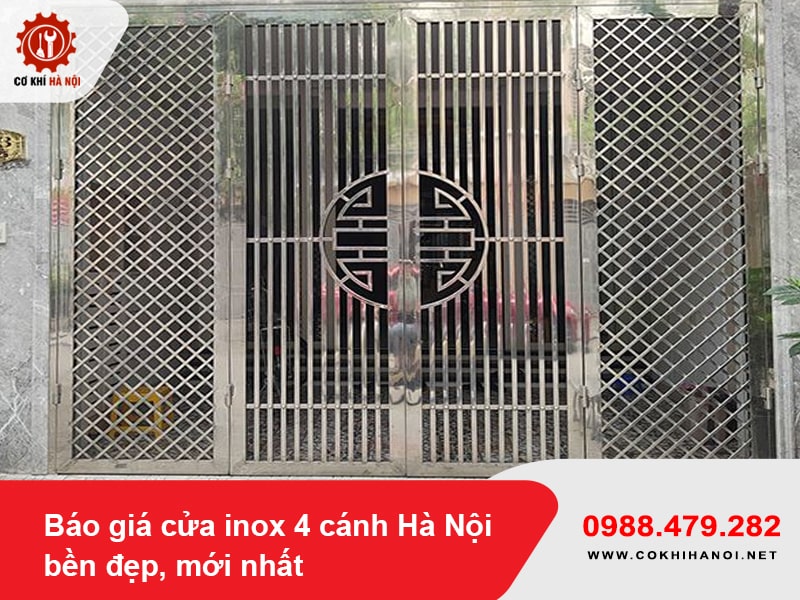 Báo giá cửa inox 4 cánh Hà Nội bền đẹp, mới nhất 2025