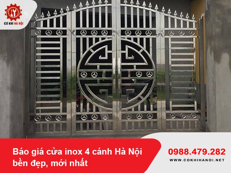 Báo giá cửa inox 4 cánh Hà Nội bền đẹp, mới nhất 2025