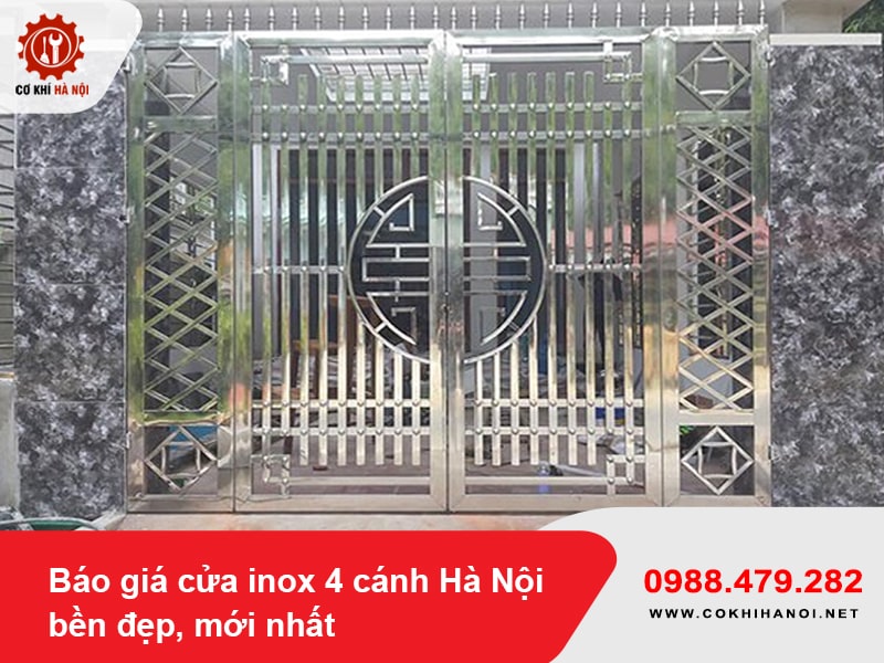 Báo giá cửa inox 4 cánh Hà Nội bền đẹp, mới nhất 2025