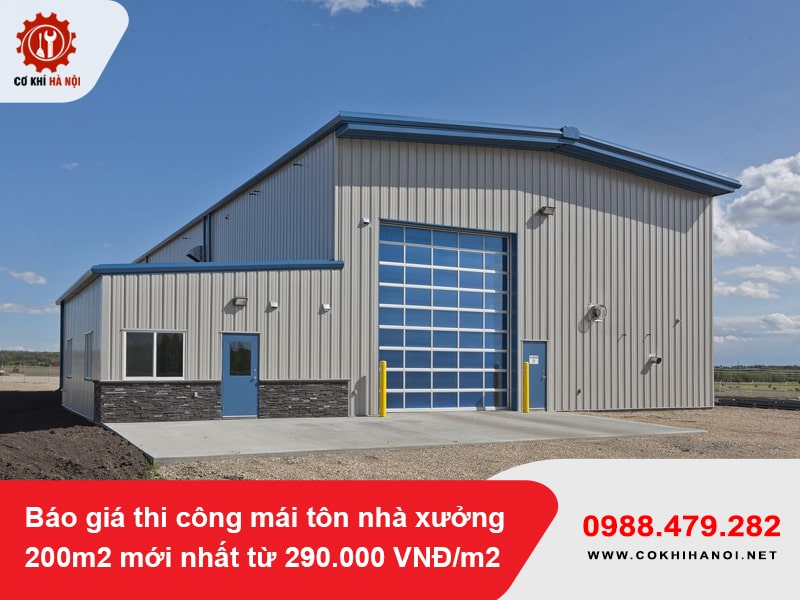 Báo giá thi công mái tôn nhà xưởng 200m2 mới nhất từ 290.000 VNĐ/m2