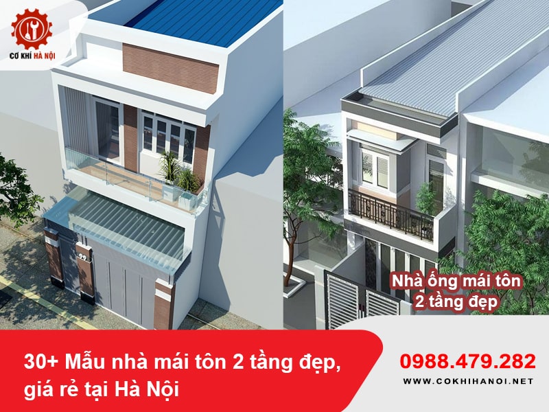 Nhà ống mái tôn 2 tầng đẹp
